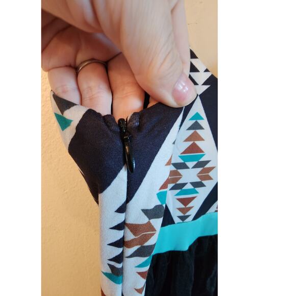 Rowdy Crowd Clothing Aztec Cowgirl Tulle Maxi Dress SZ Small Southwestern - Picture 6 of 12